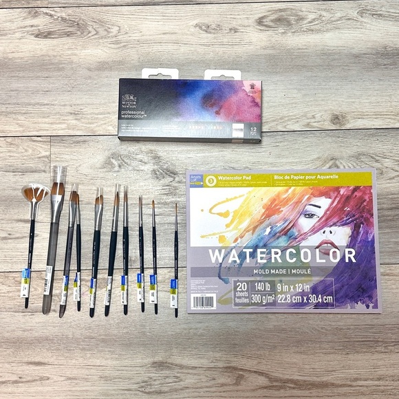Winsor & Newton Watercolor Paint Tubes, Pad and Brush Set. All Brand New - Picture 1 of 10